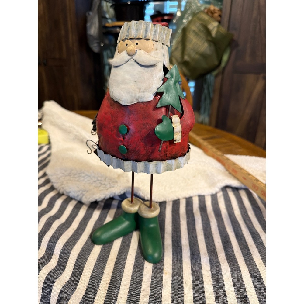 Rustic Metal Santa Claus Figurine Primitive Christmas Decor Distressed 12 Inch